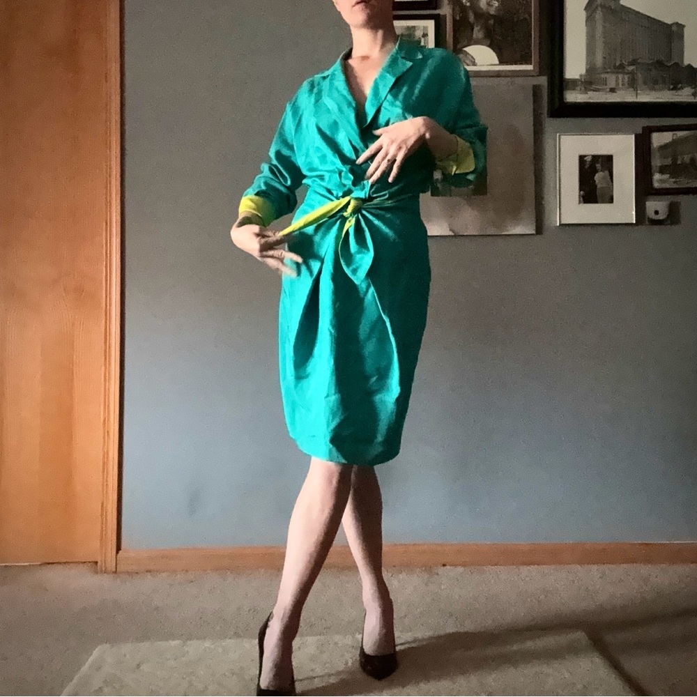 Anne Klein Silk Collared Dress
